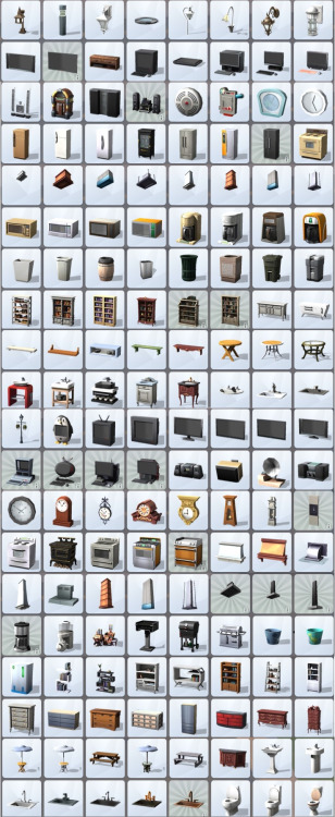 honeywellsims4news:
THE SIMS 4: BUY CATALOG
Ehaught58 compiled all of the buy objects ? except some of the showers and tubs ? and shares them on the Sims 3 forums.  
Full Sized Images:  1 | 2 | 3 | 4 | 5
Here you go! All of the objects in the Buy Mode. I did not have enough time or space to get the Build Mode objects due to time constraints? sorry. Look them over and if you have any questions about them, I will do my best to answer.
I noticed that I missed a row when I was copying. It contained most of the showers and tubs. I was pressed for time and in a hurry when I threw this together, so I am sorry for missing that row?.. ?Sims 4 Buy Objects?Screenshots of ALL of them!!!! by ehaught58
You might also be interested in Ed?s Sims 4 Creator?s Camp post on build mode too ? lots of beautiful houses!
CREATOR?S CAMP ALBUM
